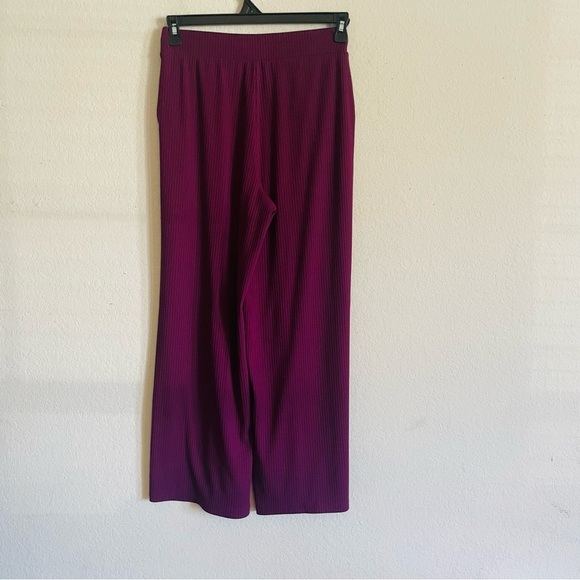 Time & Tru woman’s wide leg flowy pants size S ribbed pockets burgundy casual - Picture 5 of 8